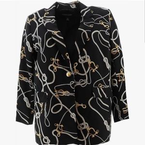 Colleen Lopez Black and Gold Rope Printed Blazer